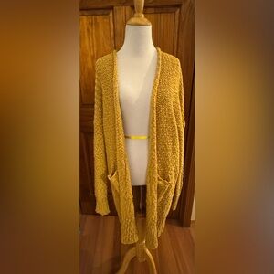 WISHLIST M/L  BUBBLE KNIT SWEATER CARDIGAN IN MUSTARD. Comfy NWOT